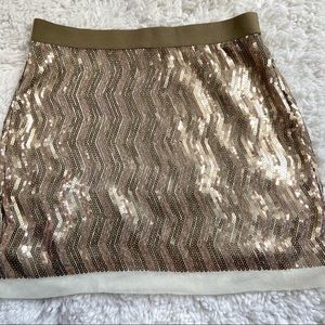 Chelsea & Violet Gold Stretch Mini Skirt Sz XS